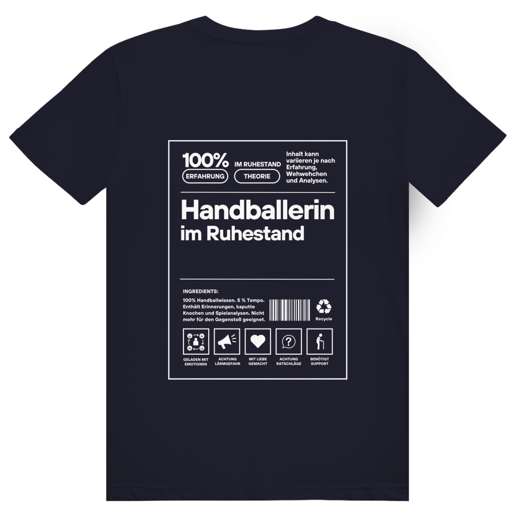 Handballerin im Ruhestand T-Shirt personalisiert in Navy