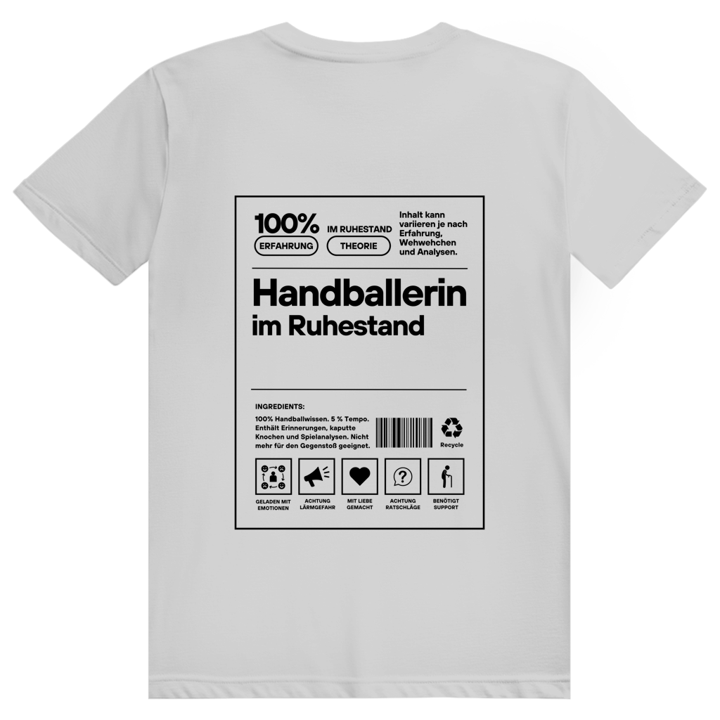 Handballerin im Ruhestand T-Shirt personalisiert in Grau