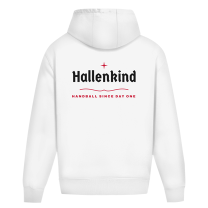 Handball Hallenkind – Oversized Hoodie in Weiß – Rücken