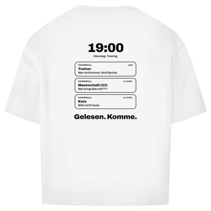 Handball Push-Nachricht – Oversized Shirt in Weiß – Rücken