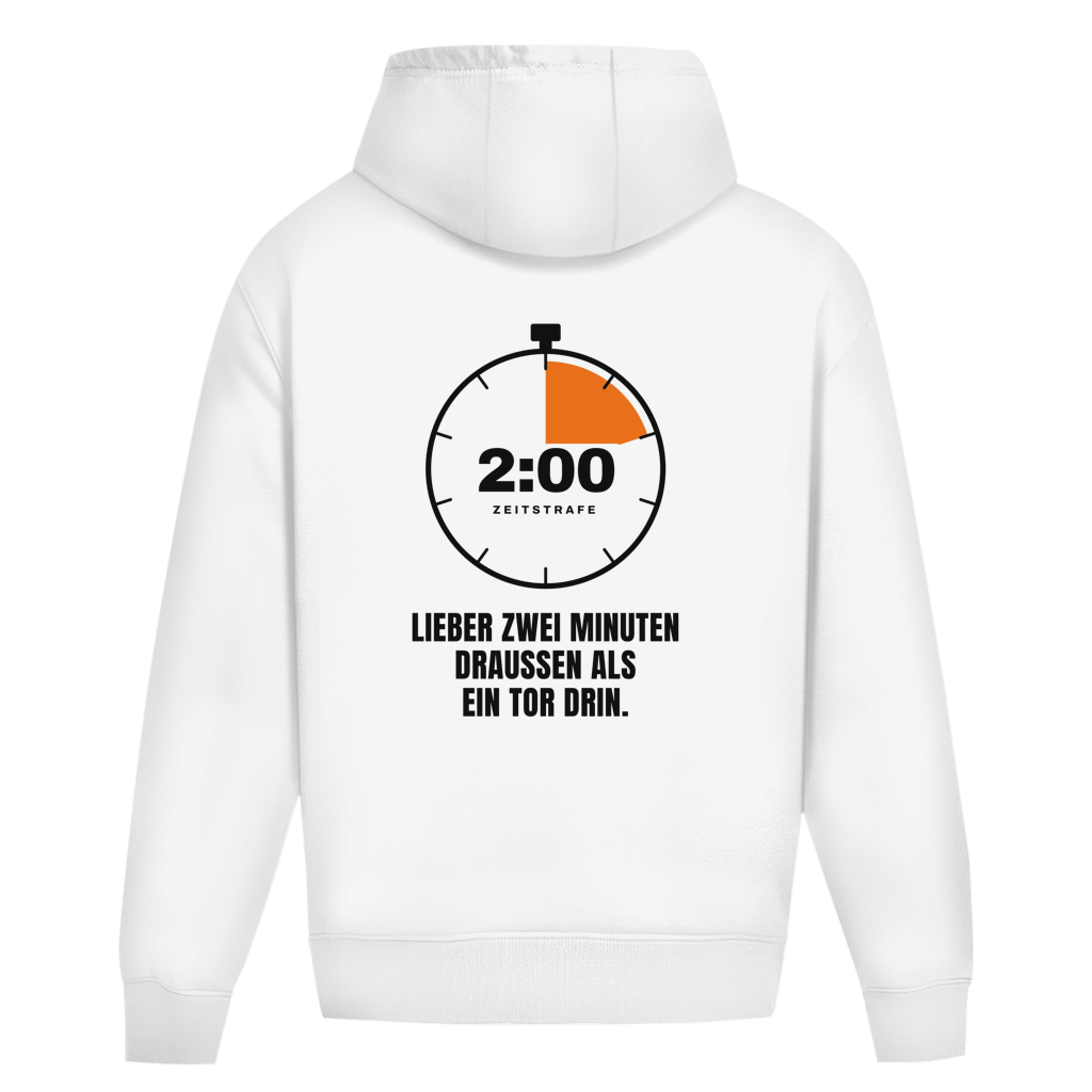 Handball Zeitstrafe – Stoppuhr – Oversized Hoodie in Weiß – Rücken