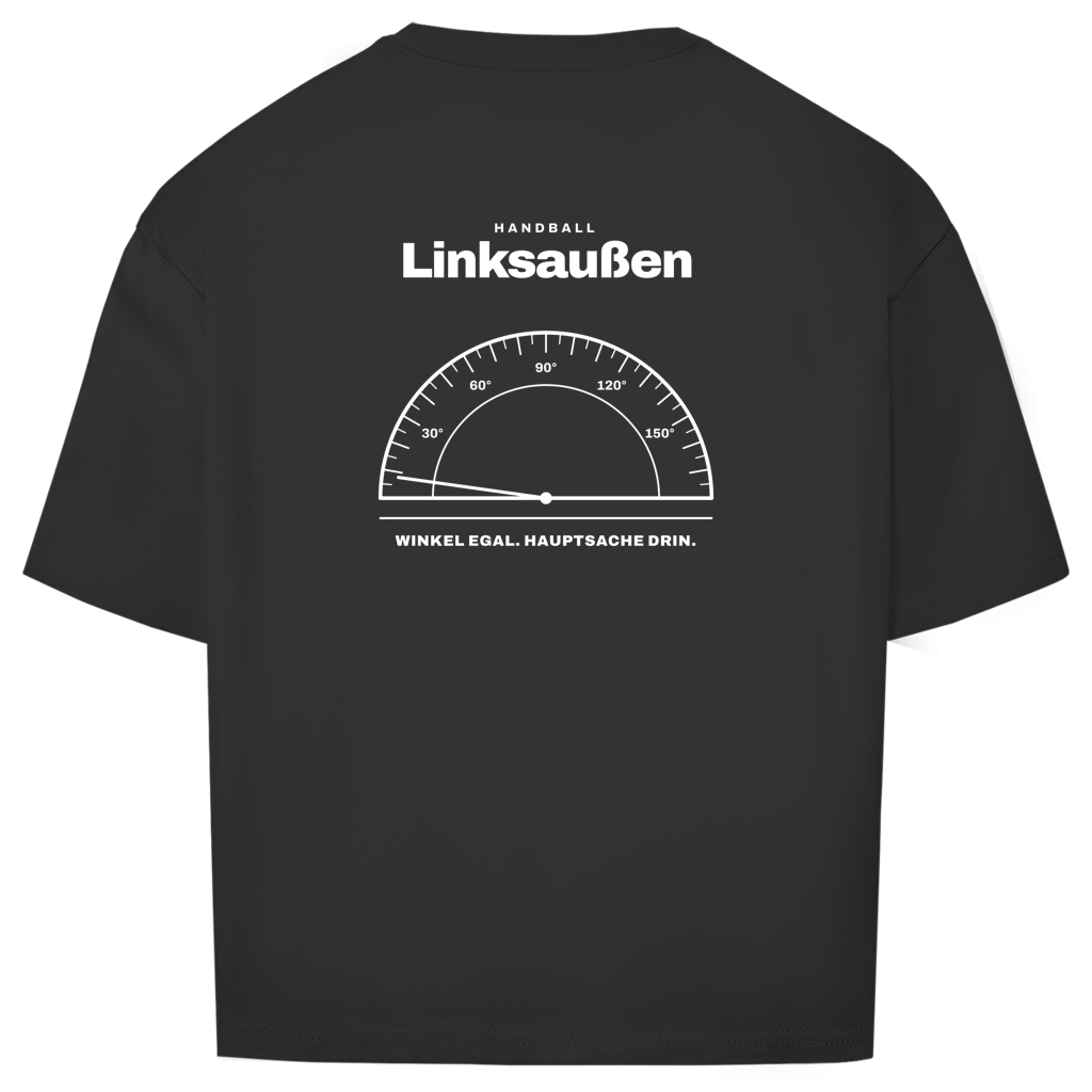 Handball Linksaußen – Winkelmesser – Oversized Shirt in Schwarz – Rücken