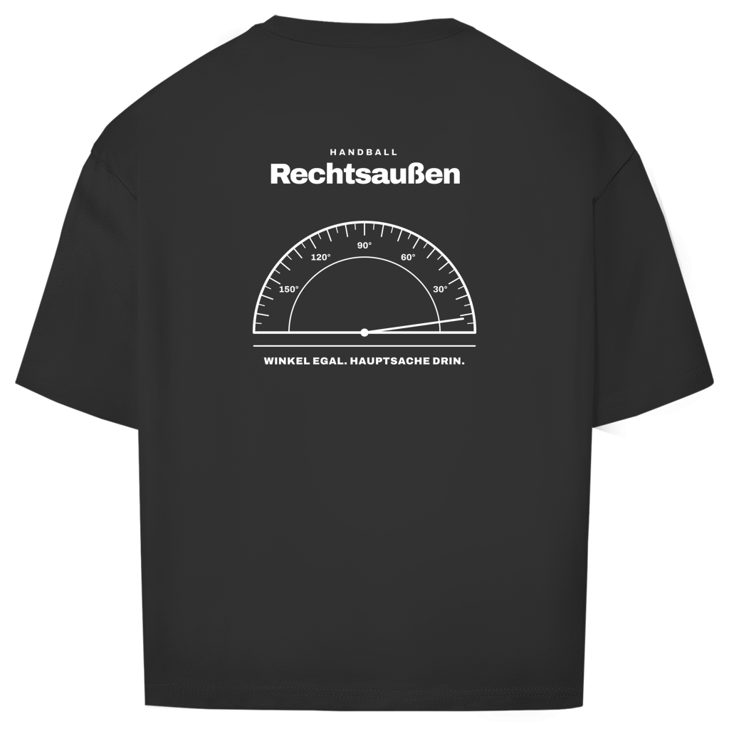Handball Rechtsaußen – Winkelmesser – Oversized Shirt in Schwarz – Rücken