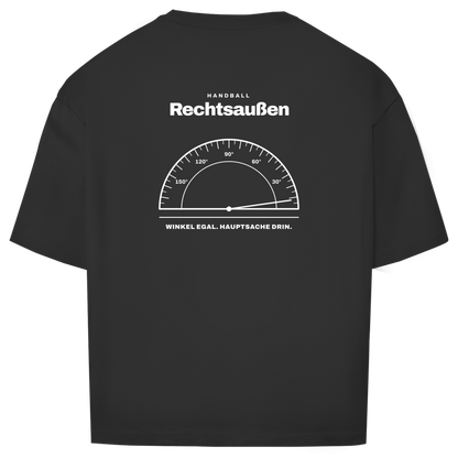 Handball Rechtsaußen – Winkelmesser – Oversized Shirt in Schwarz – Rücken