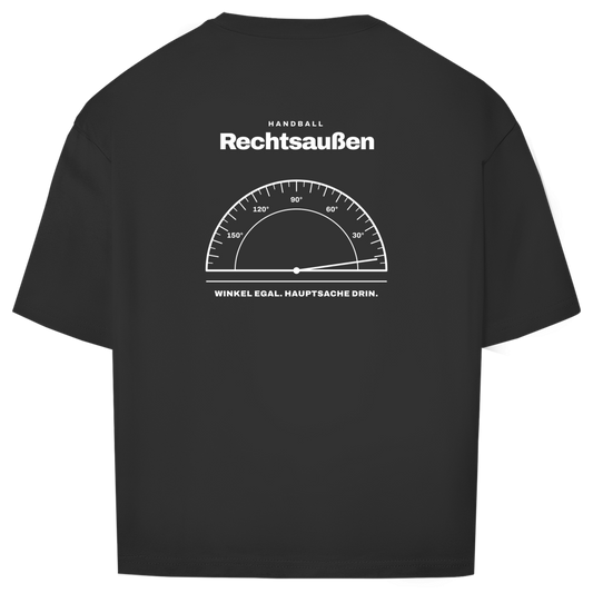 Handball Rechtsaußen – Winkelmesser – Oversized Shirt in Schwarz – Rücken