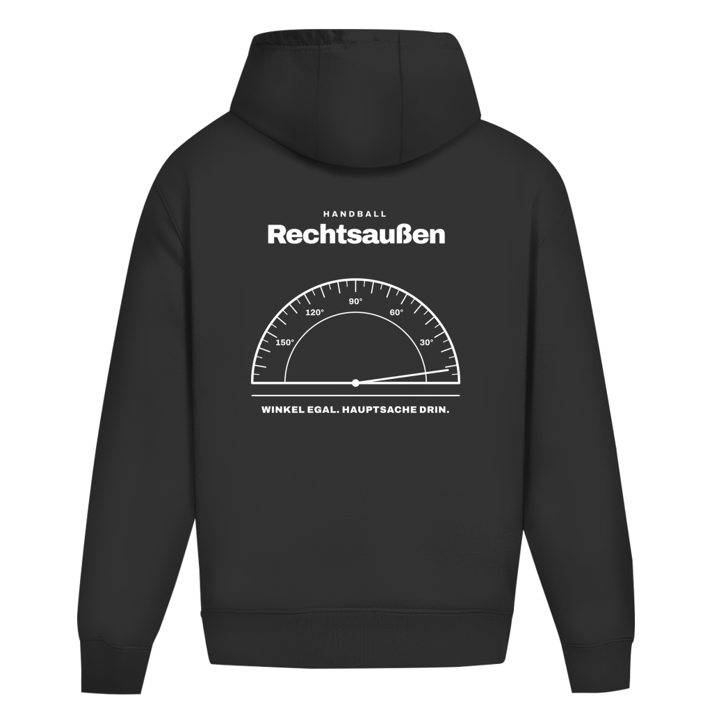 Handball Rechtsaußen – Winkelmesser – Oversized Hoodie in Schwarz – Rücken