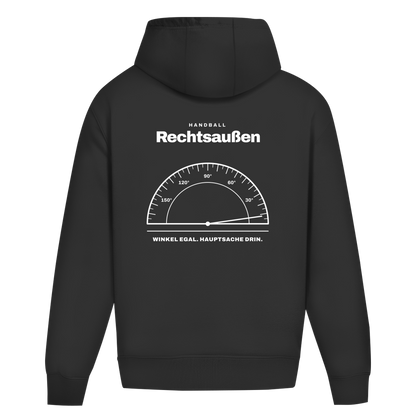 Handball Rechtsaußen – Winkelmesser – Oversized Hoodie in Schwarz – Rücken