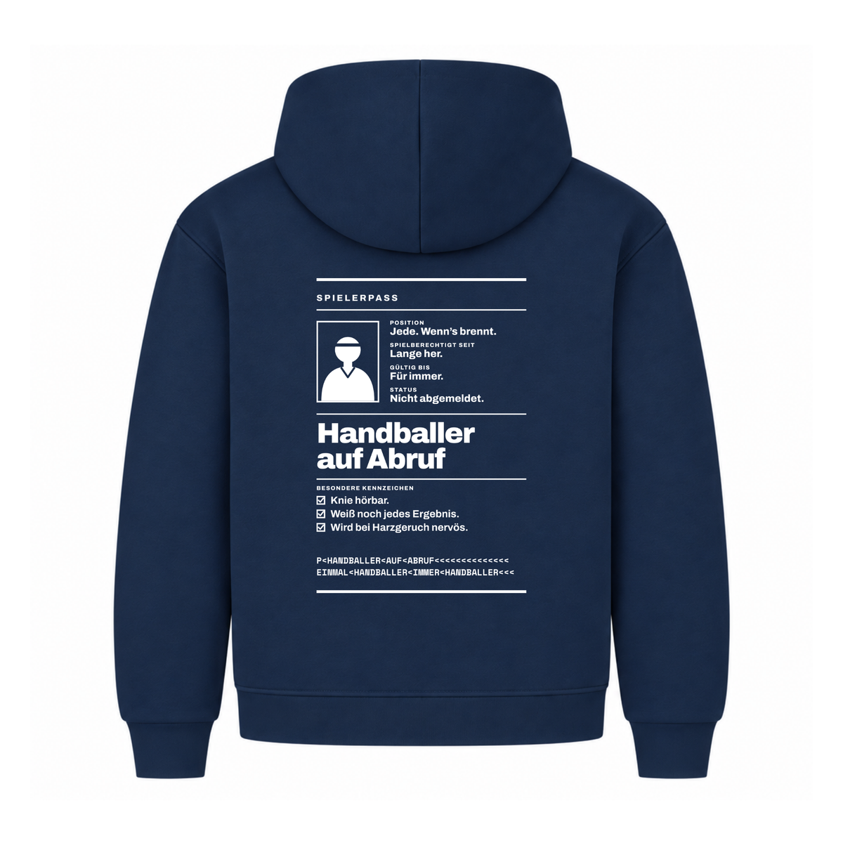Handballer auf Abruf – Spielerpass – Hoodie in Navy