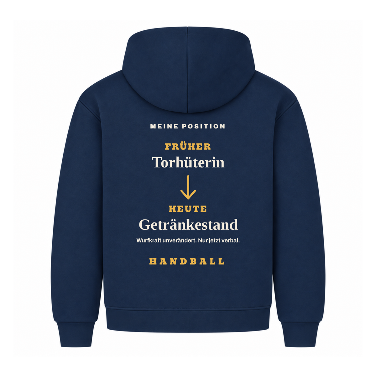 Handball Torhüterin – Früher/Heute – Hoodie in Navy
