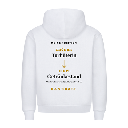 Handball Torhüterin – Früher/Heute – Hoodie in Weiß