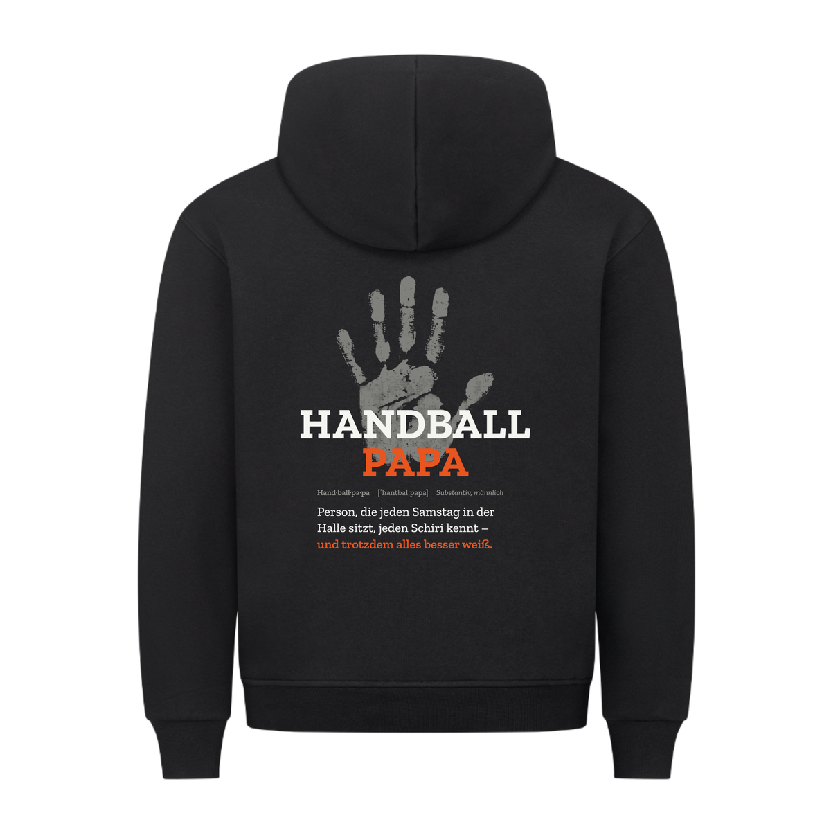 Handball Papa – Handabdruck – Hoodie in Schwarz