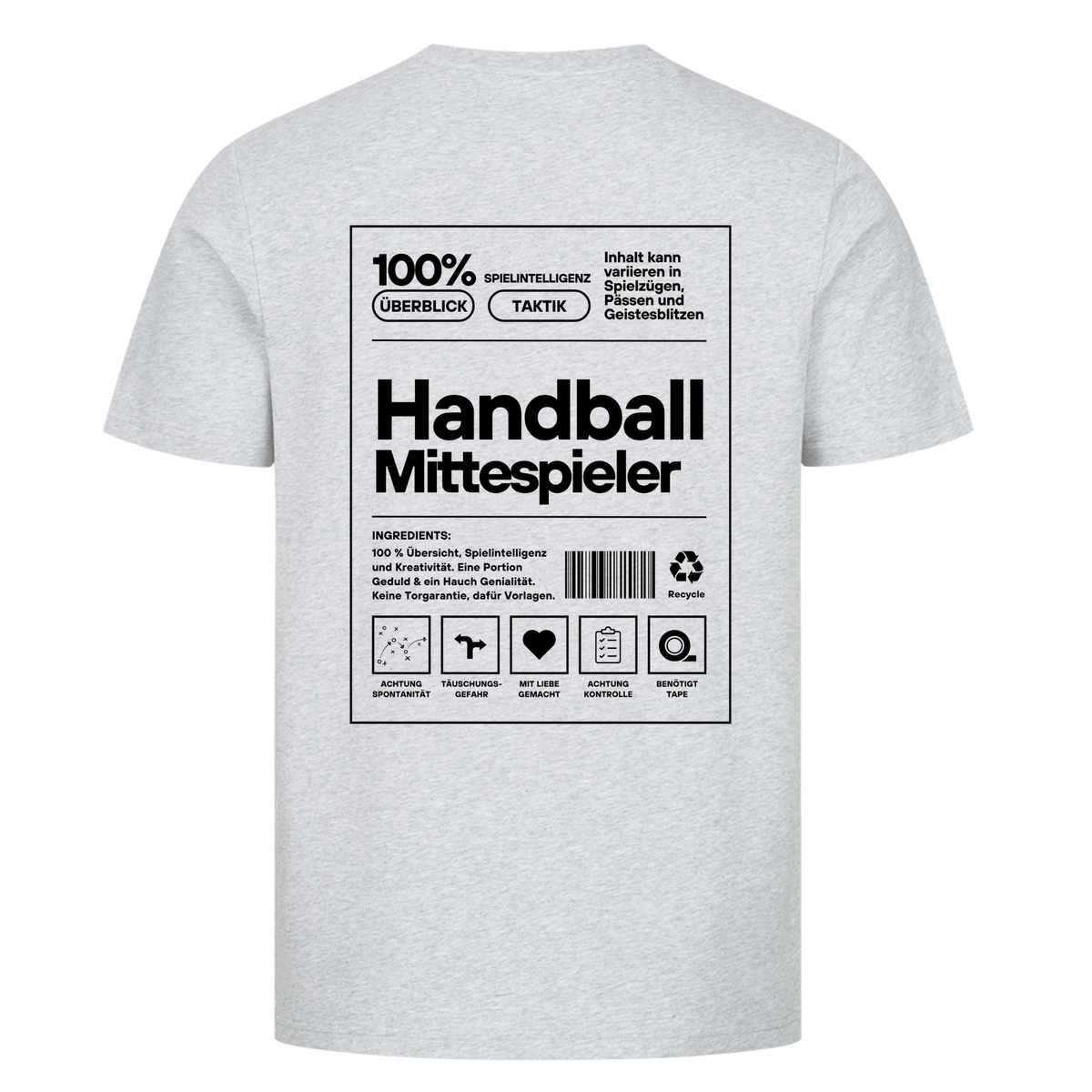 Handball Mittespieler T-Shirt in Heather Grey