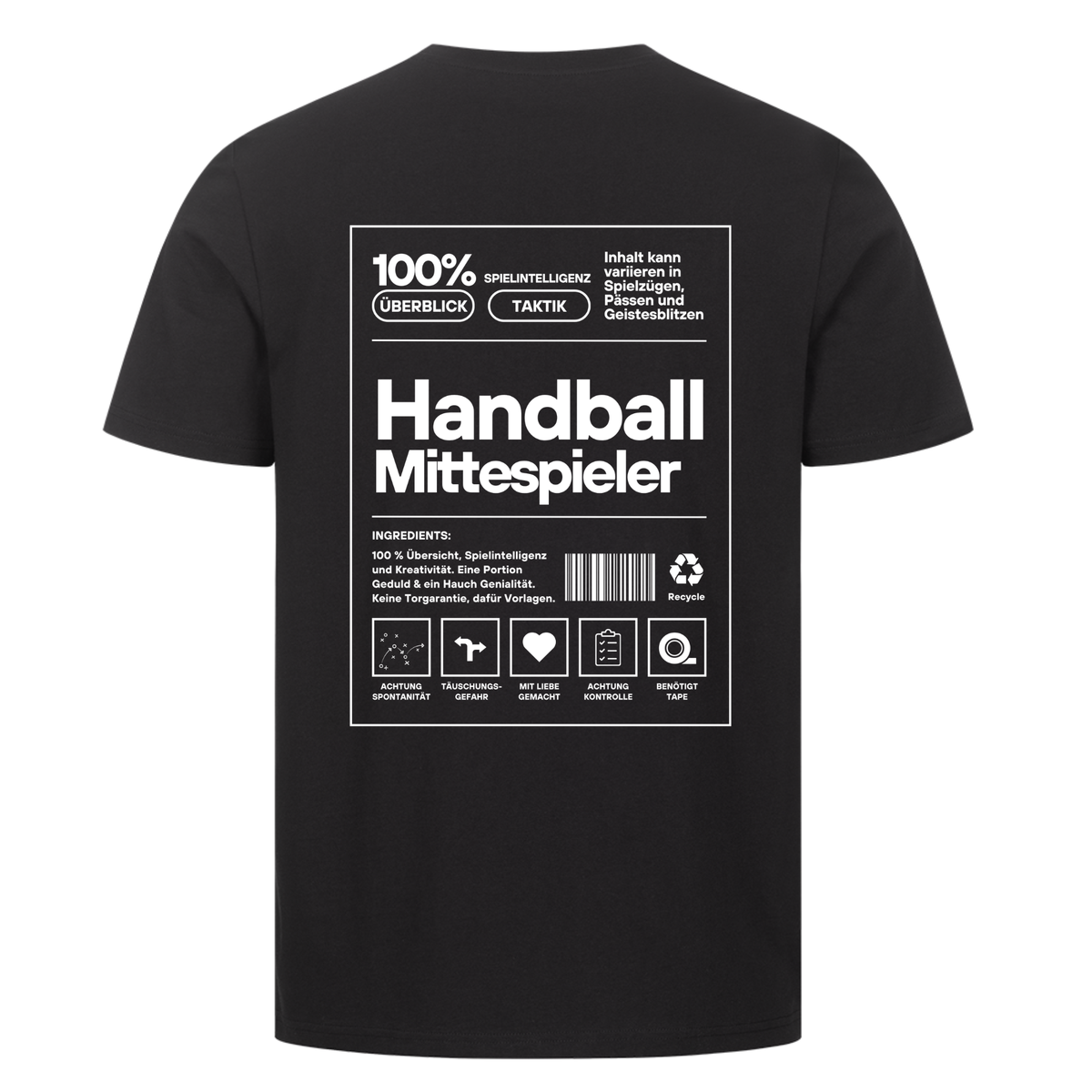 Handball Mittespieler T-Shirt in Schwarz