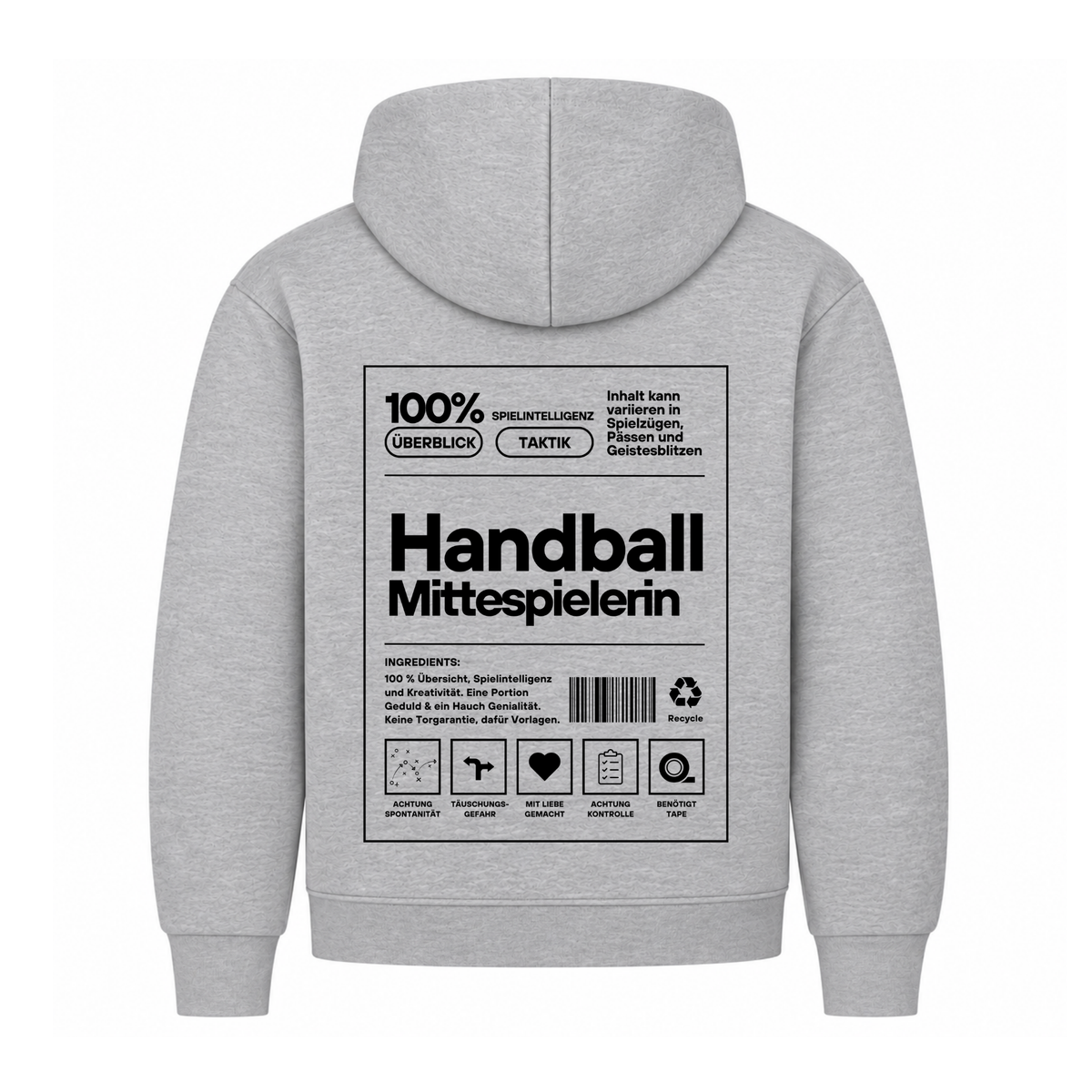 Handball Mittespielerin Hoodie in Grau
