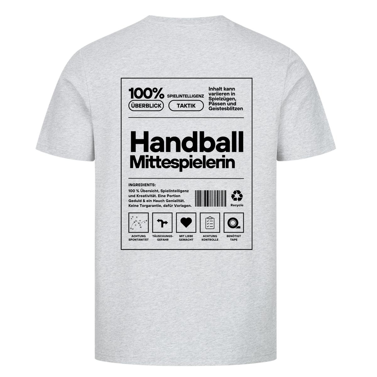 Handball Mittespielerin T-Shirt in Heather Grey