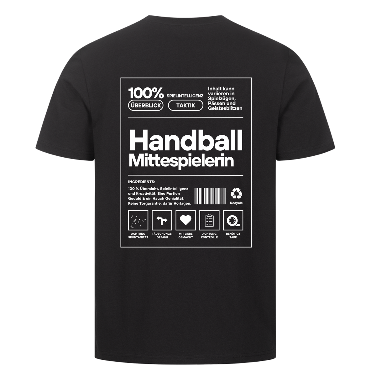 Handball Mittespielerin T-Shirt in Schwarz