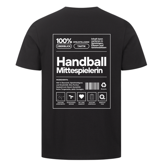 Handball Mittespielerin T-Shirt in Schwarz