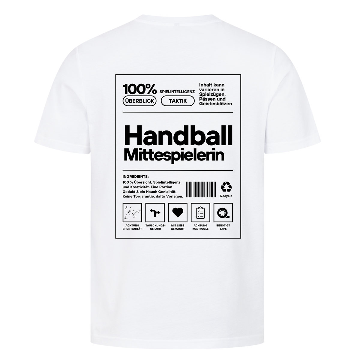 Handball Mittespielerin T-Shirt in Weiß