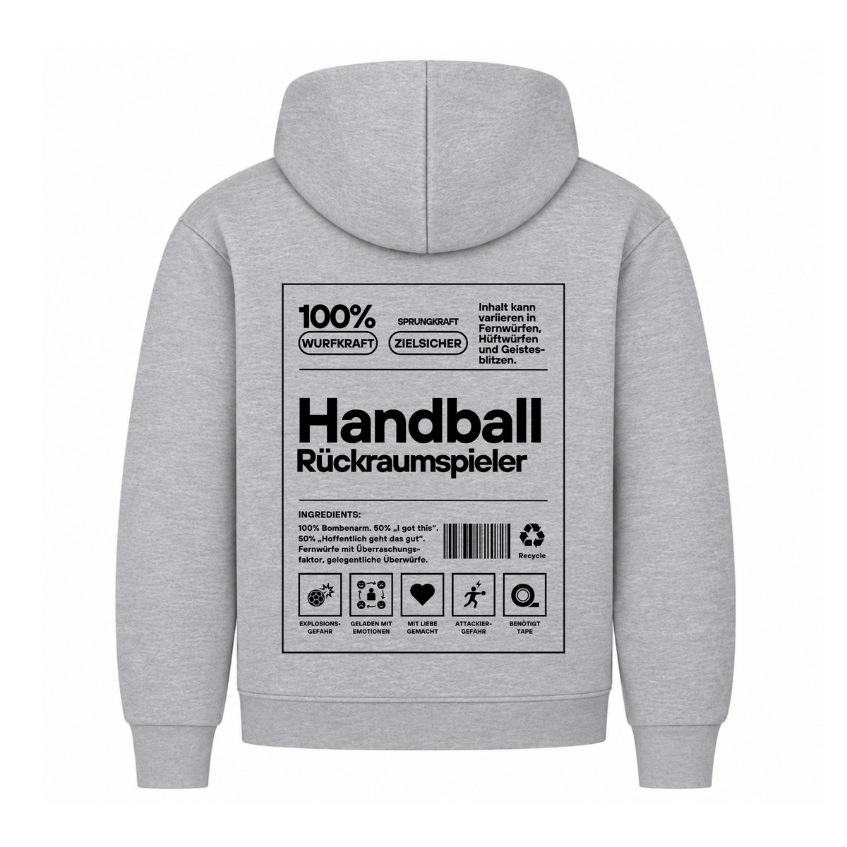 Handball Rückraumspieler Hoodie in Grau