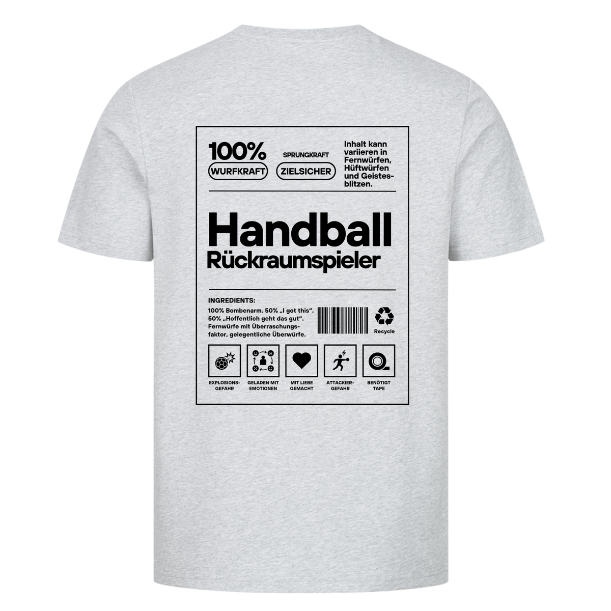 Handball Rückraumspieler T-Shirt in Heather Grey