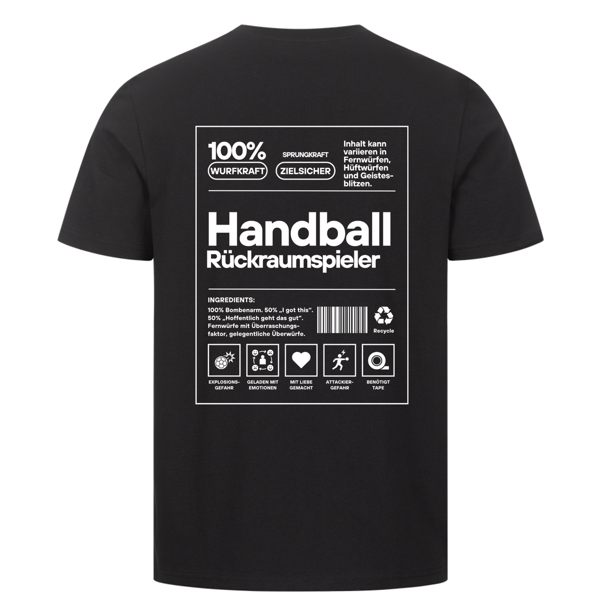 Handball Rückraumspieler T-Shirt in Schwarz