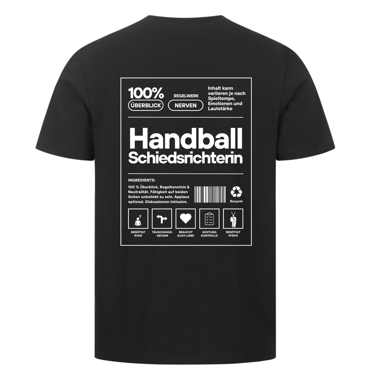 Handball Schiedsrichterin T-Shirt in Schwarz