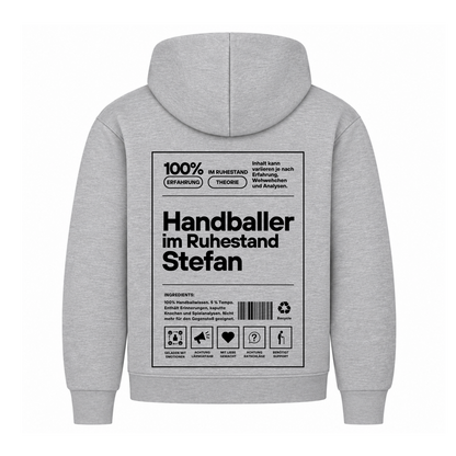 Handballer im Ruhestand Hoodie personalisiert in Grau