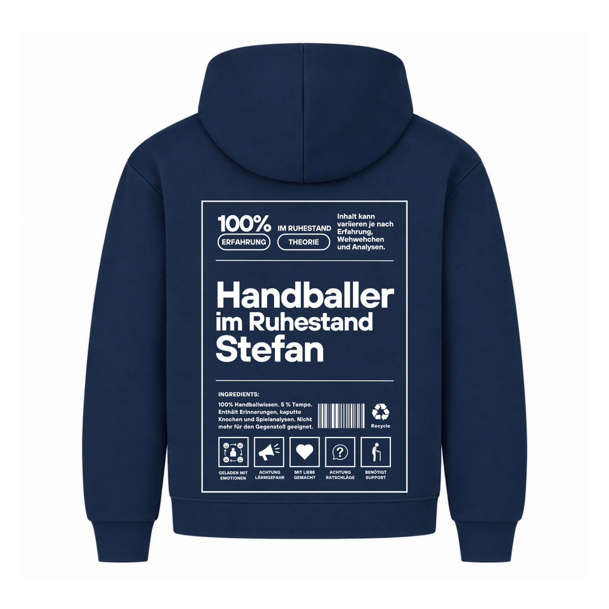 Handballer im Ruhestand Hoodie personalisiert in Navy