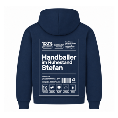 Handballer im Ruhestand Hoodie personalisiert in Navy