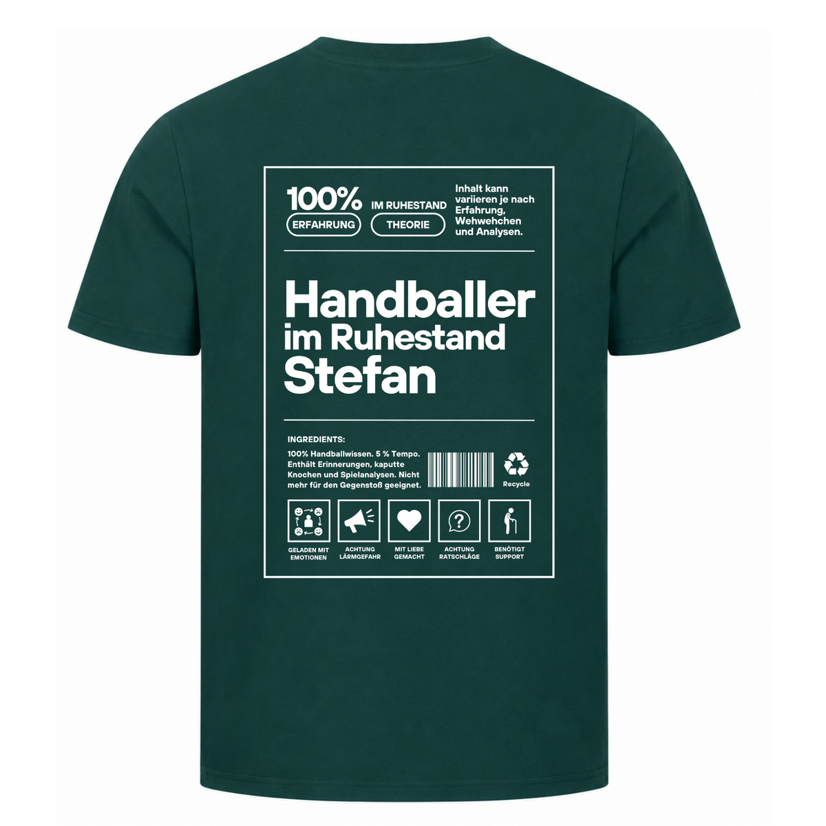 Handballer im Ruhestand T-Shirt personalisiert in Dunkelgrün