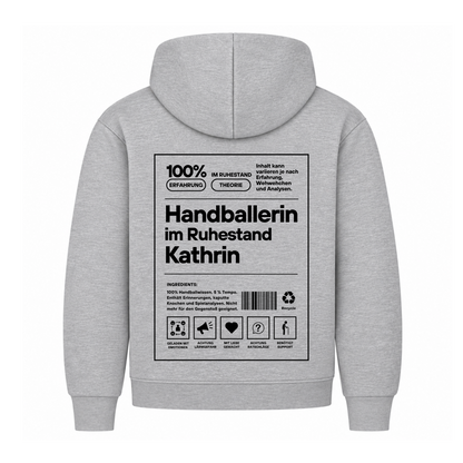 Handballerin im Ruhestand Hoodie personalisiert in Grau