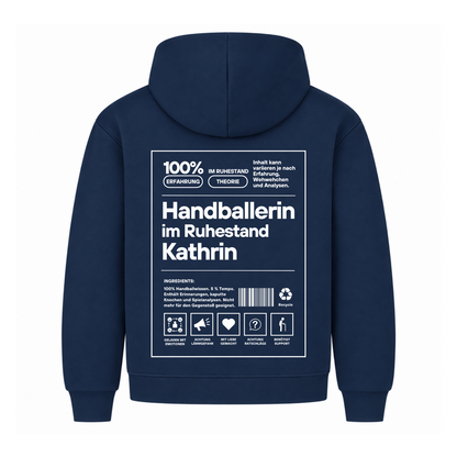 Handballerin im Ruhestand Hoodie personalisiert in Navy