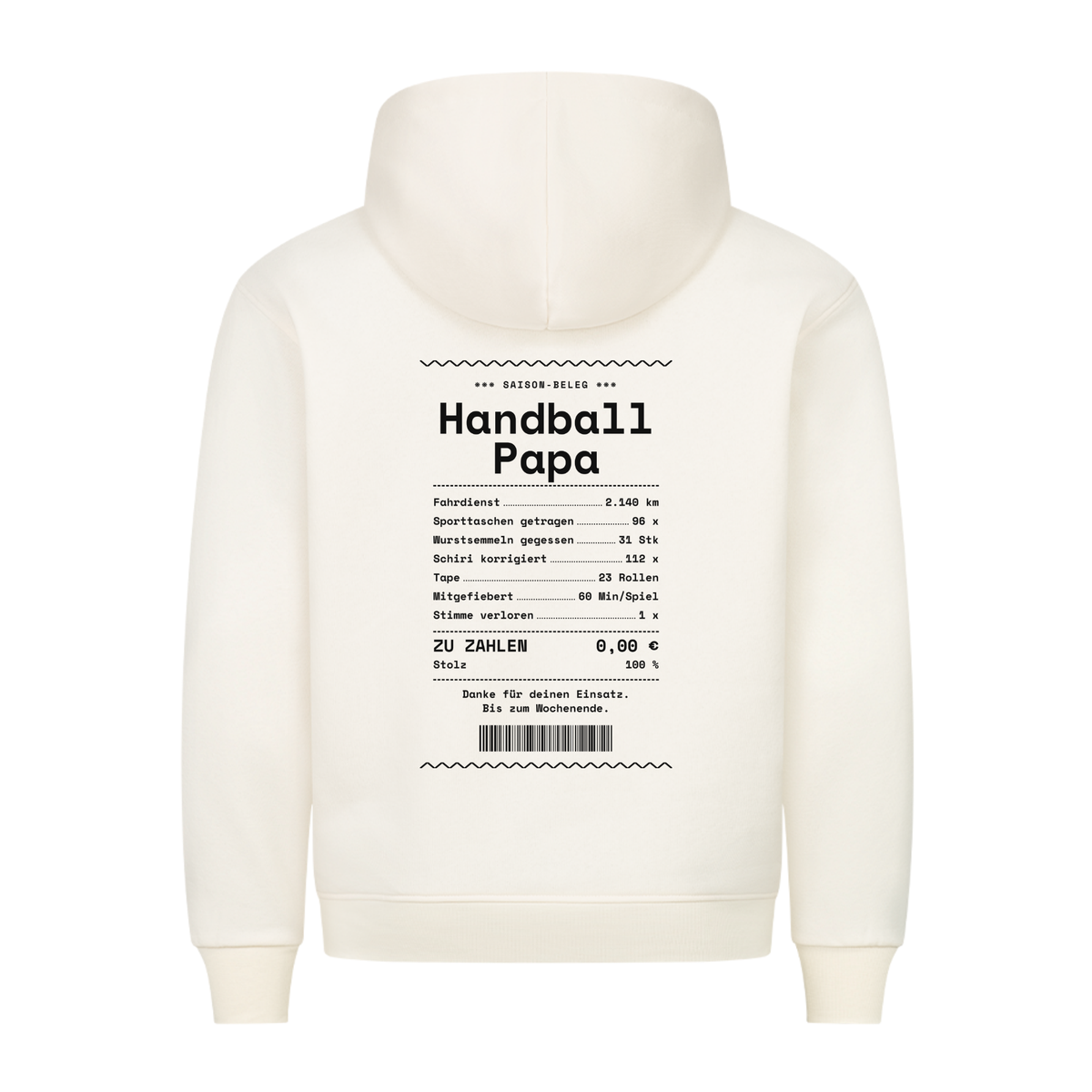 Handball Papa – Kassenbon – Hoodie in Natural Raw