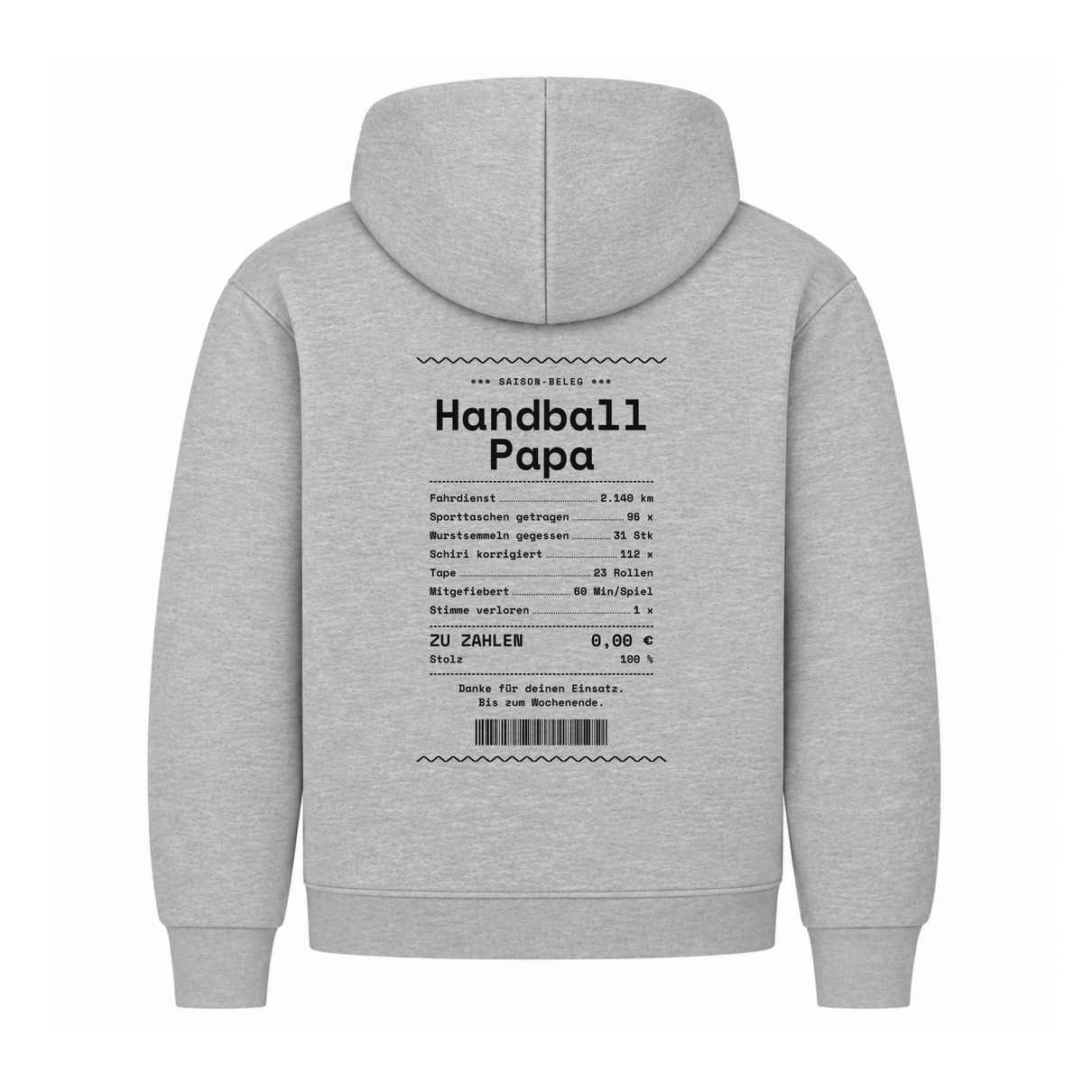 Handball Papa – Kassenbon – Hoodie in Grau