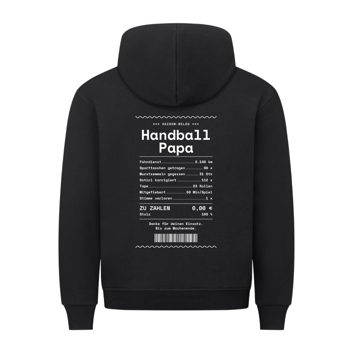 Handball Papa – Kassenbon – Hoodie in Schwarz