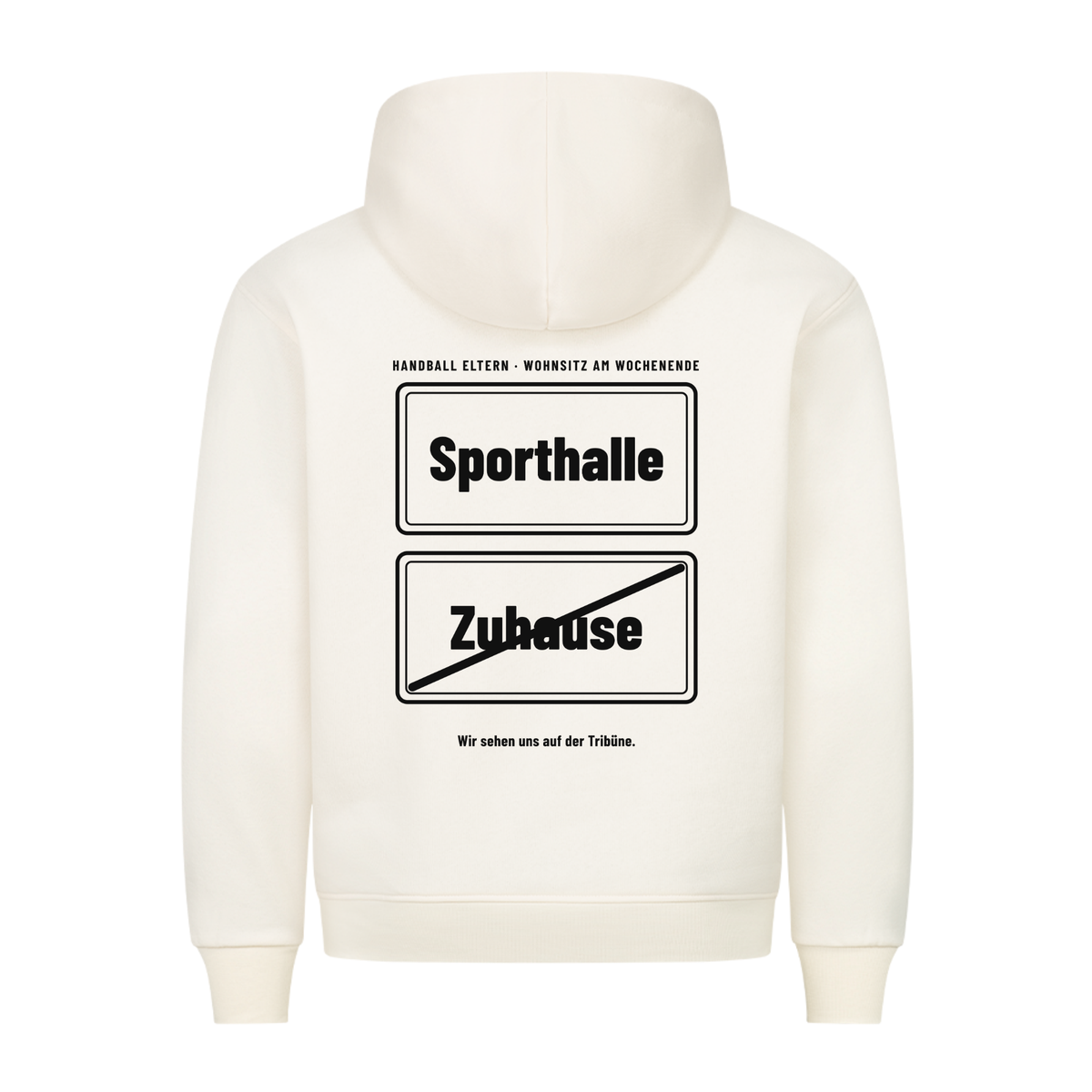 Handball Eltern – Ortsschild Sporthalle – Hoodie in Natural Raw