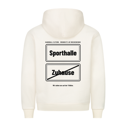 Handball Eltern – Ortsschild Sporthalle – Hoodie in Natural Raw