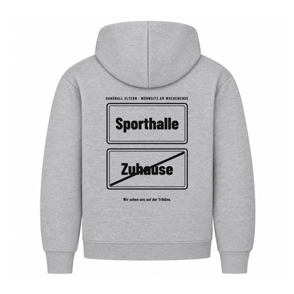 Handball Eltern – Ortsschild Sporthalle – Hoodie in Grau
