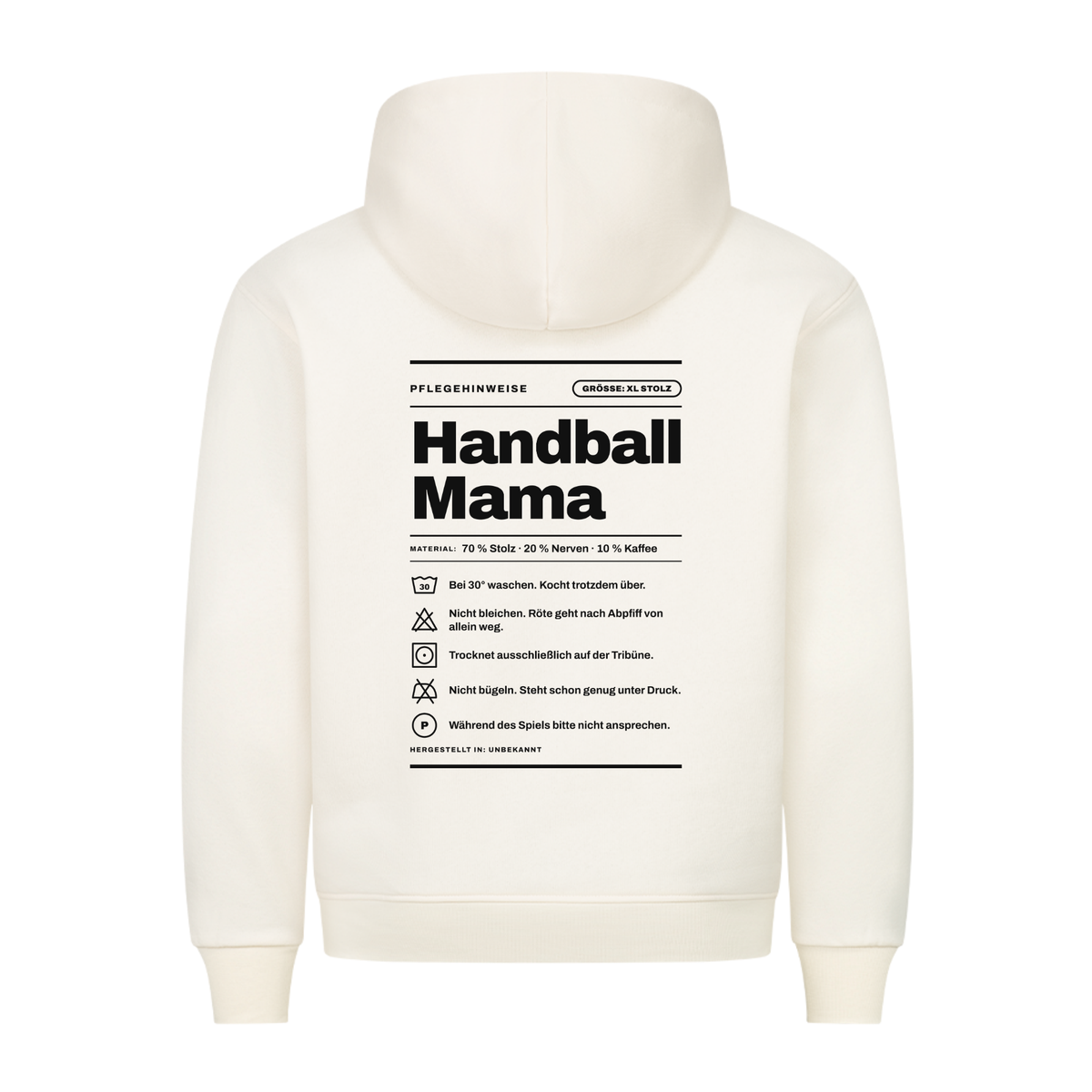 Handball Mama – Pflegeetikett – Hoodie in Natural Raw
