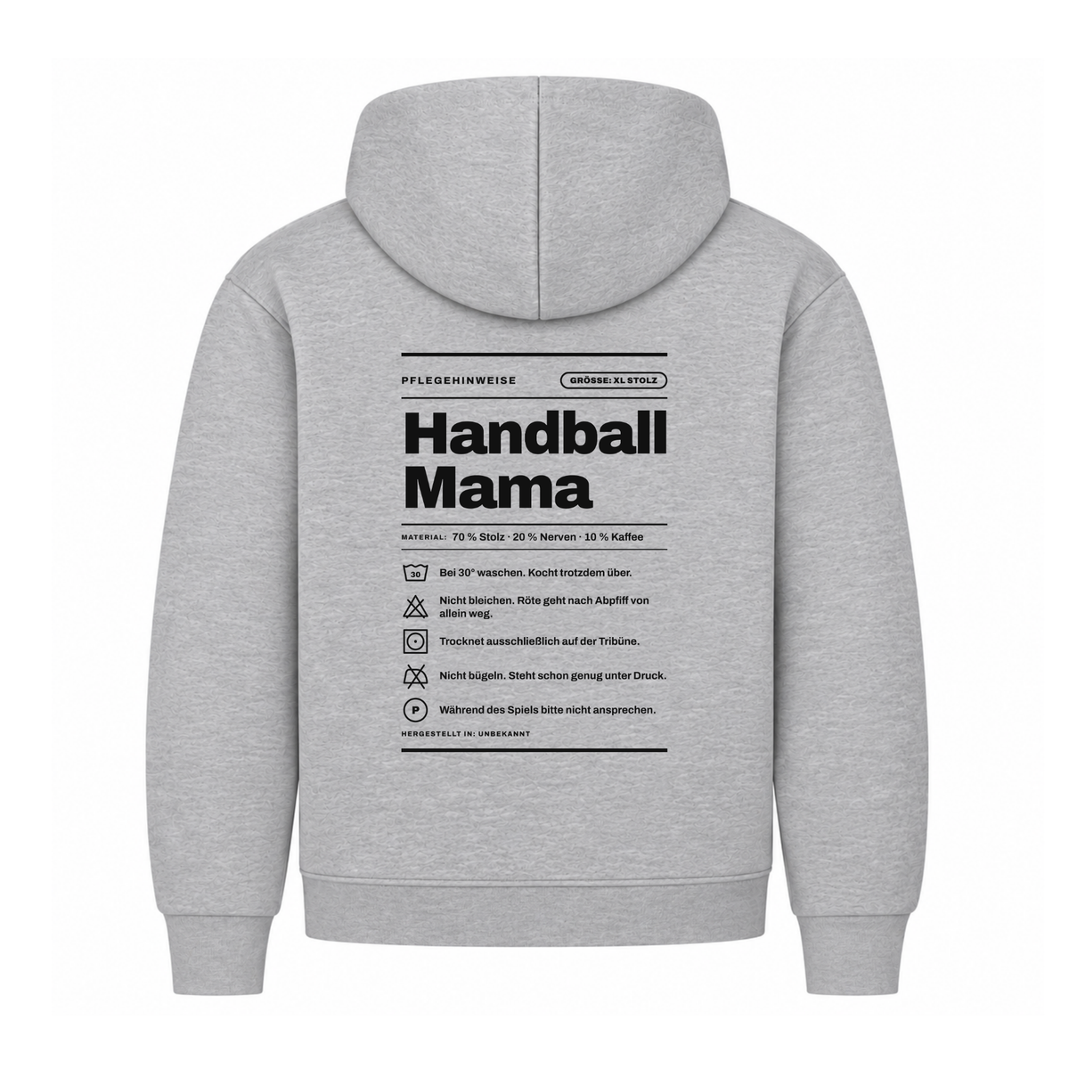 Handball Mama – Pflegeetikett – Hoodie in Grau