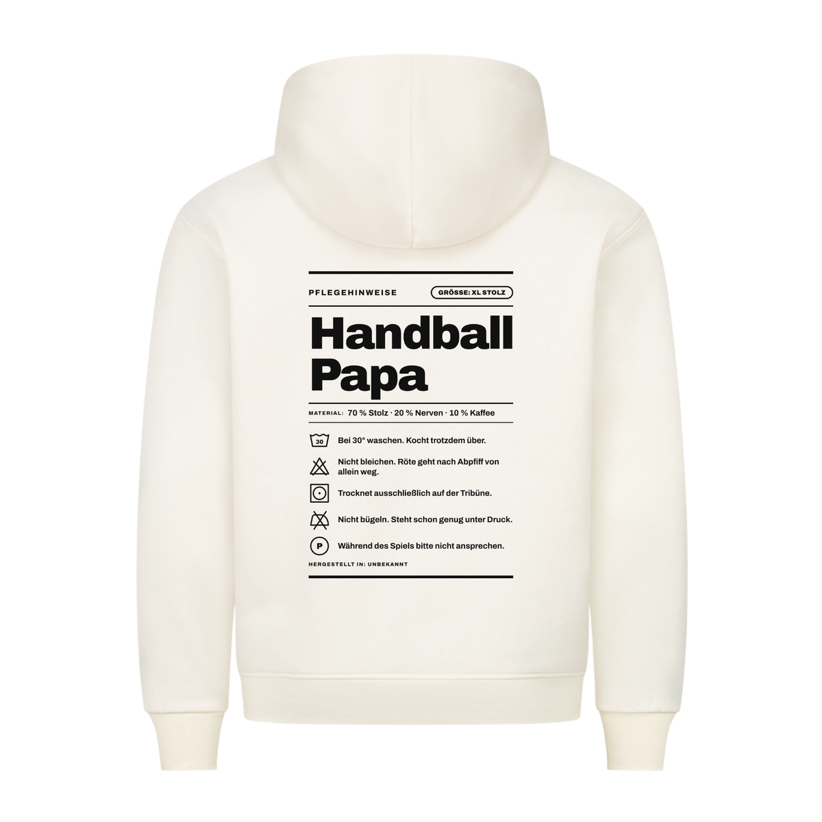 Handball Papa – Pflegeetikett – Hoodie in Natural Raw