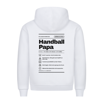 Handball Papa – Pflegeetikett – Hoodie in Weiß