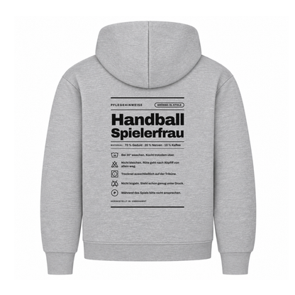 Handball Spielerfrau – Pflegeetikett – Hoodie in Grau