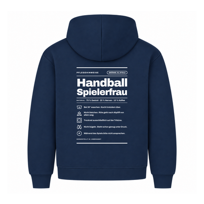 Handball Spielerfrau – Pflegeetikett – Hoodie in Navy