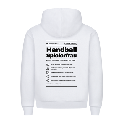 Handball Spielerfrau – Pflegeetikett – Hoodie in Weiß