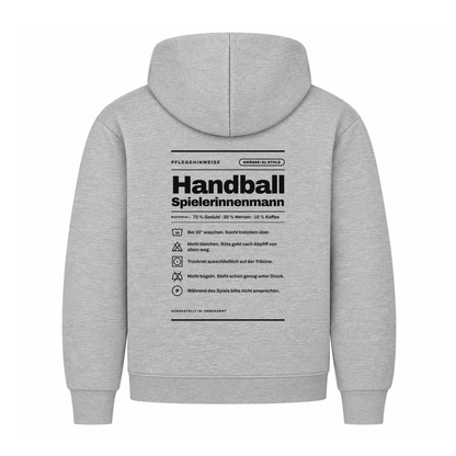 Handball Spielerinnenmann – Pflegeetikett – Hoodie in Grau