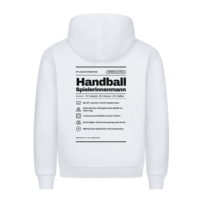 Handball Spielerinnenmann – Pflegeetikett – Hoodie in Weiß