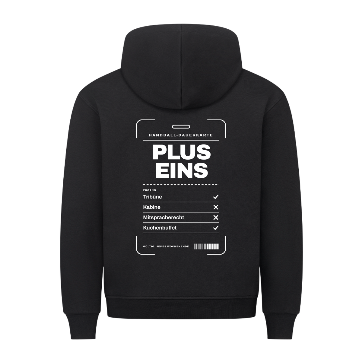Handball Plus Eins – Dauerkarte – Hoodie in Schwarz