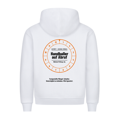Handballer – Prüfplakette – Hoodie in Weiß