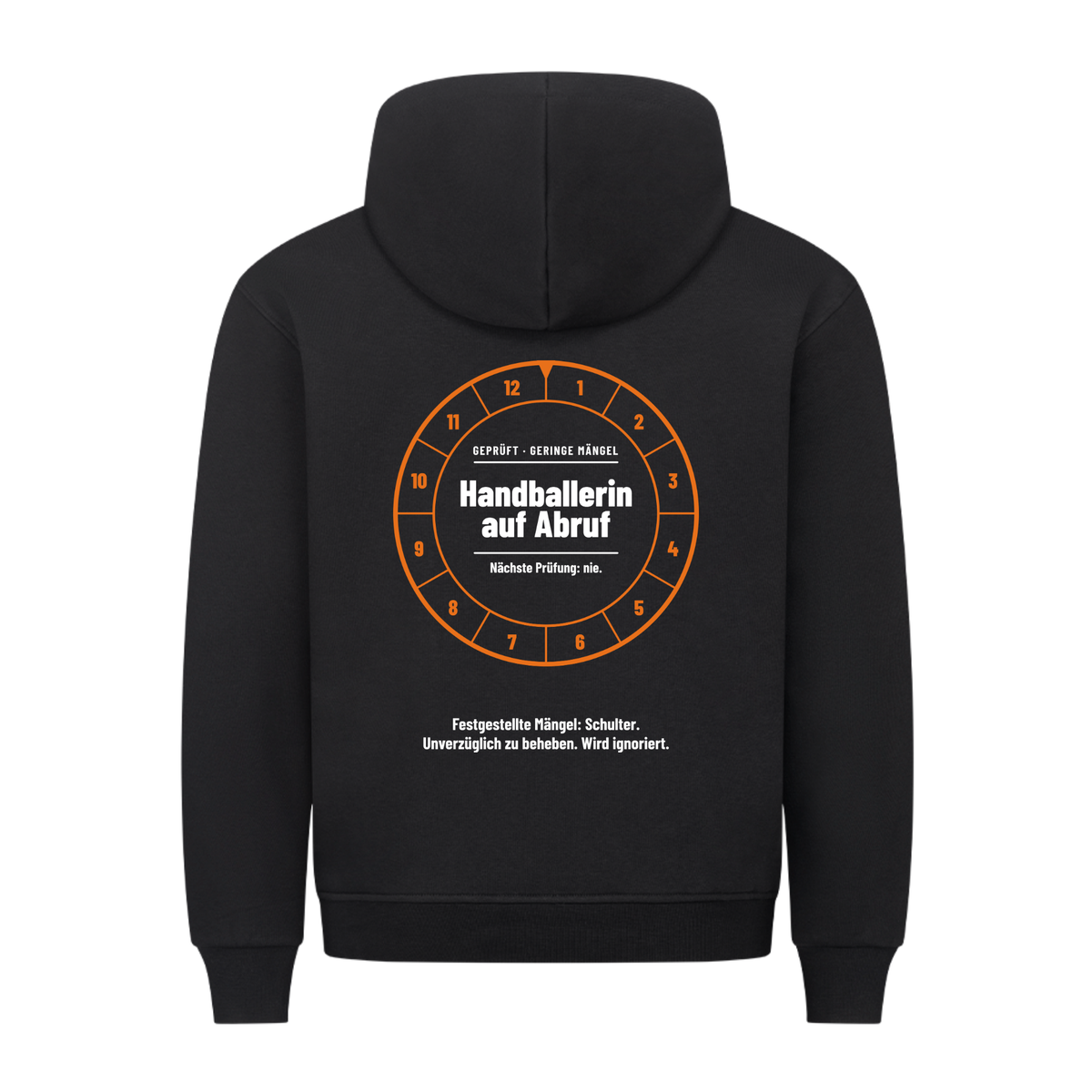 Handballerin – Prüfplakette – Hoodie in Schwarz